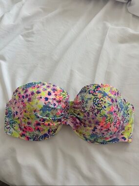 Victoria's Secret White Floral-Print Bandeau Bikini Top